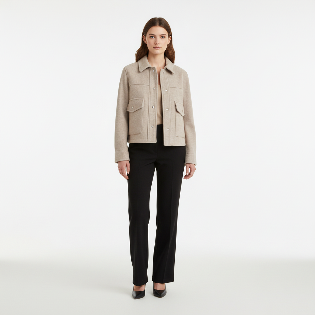 Veste courte à col chemise pour femmes