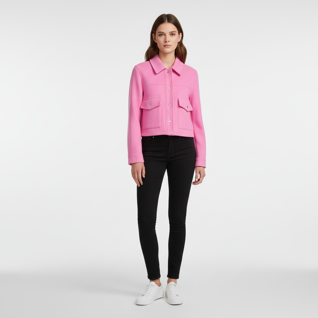 Veste courte à col chemise pour femmes