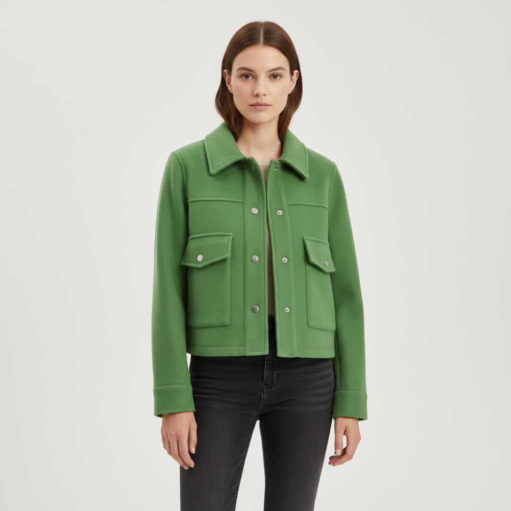 Veste courte à col chemise pour femmes