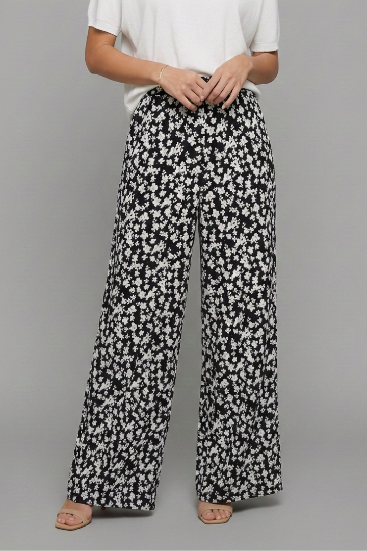 Bella | Pantalons Palazzo Décontractés Avec Imprimé Floral Et Jambes Amples Pour Femme