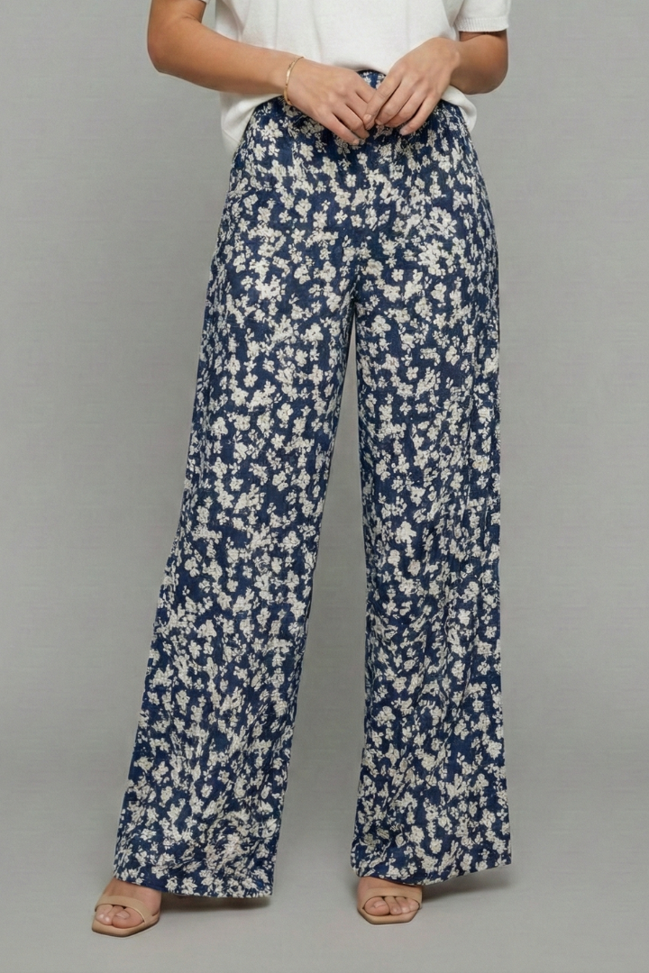 Bella | Pantalons Palazzo Décontractés Avec Imprimé Floral Et Jambes Amples Pour Femme