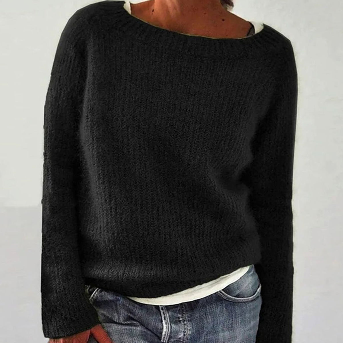 Pull Oversized en Tricot pour Femmes – Sweat-Shirt Décontracté à Col Ronde