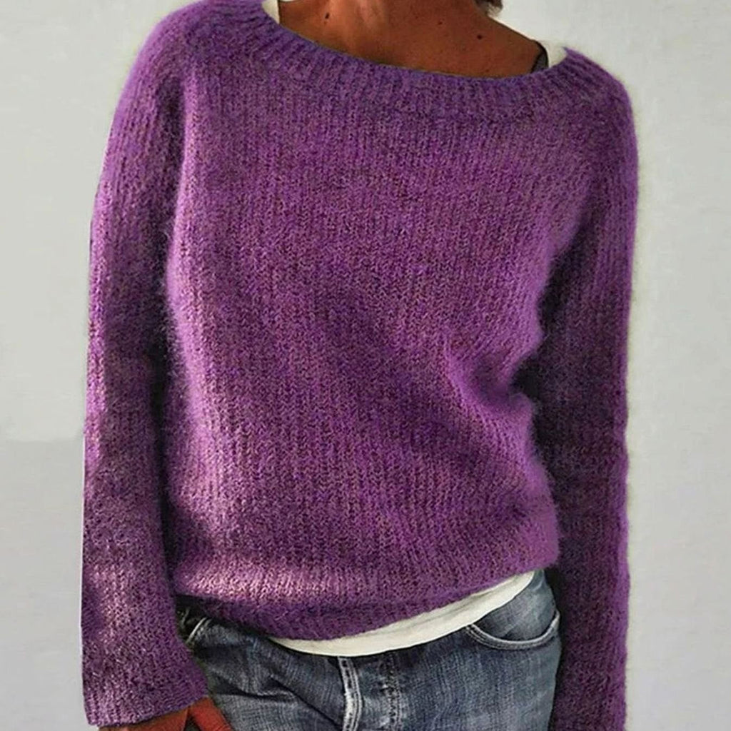 Pull Oversized en Tricot pour Femmes – Sweat-Shirt Décontracté à Col Ronde