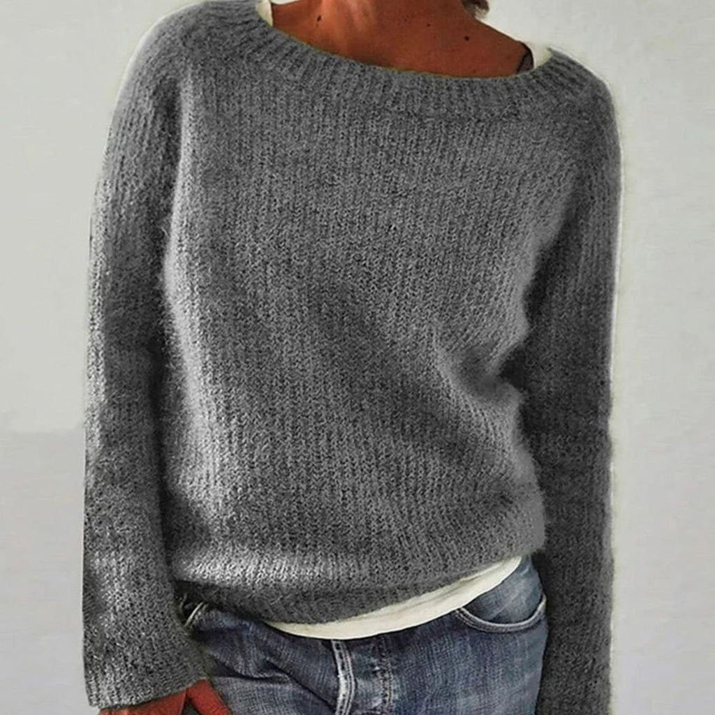 Pull Oversized en Tricot pour Femmes – Sweat-Shirt Décontracté à Col Ronde