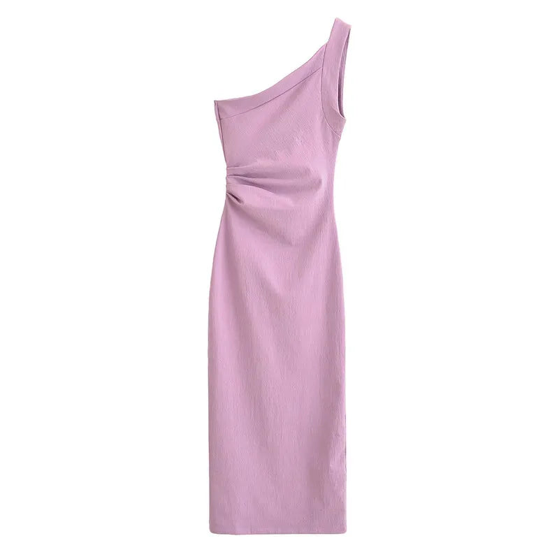 Robe Midi Asymétrique à Une Épaule