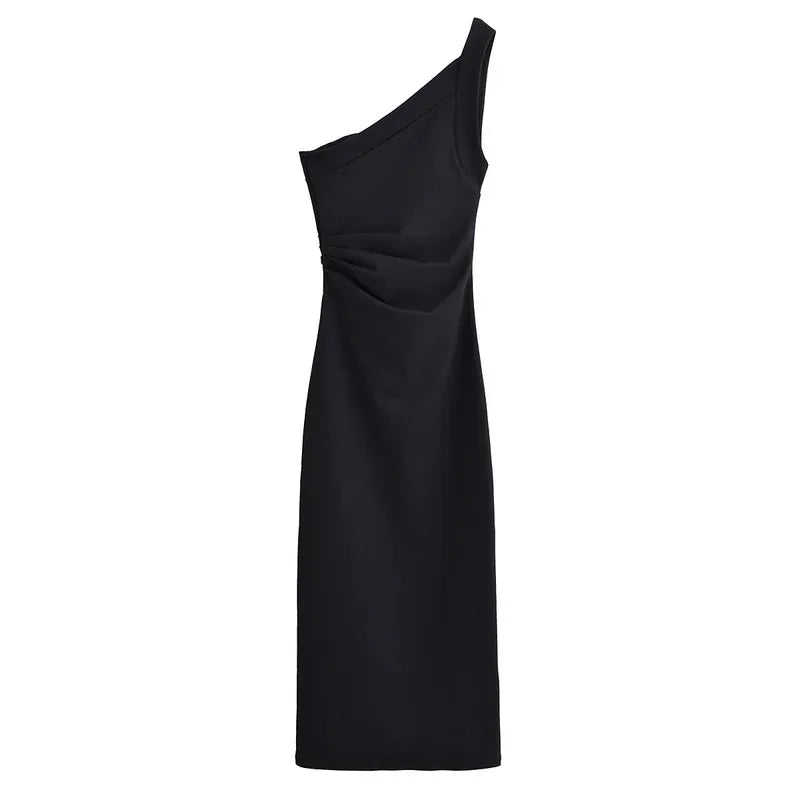 Robe Midi Asymétrique à Une Épaule