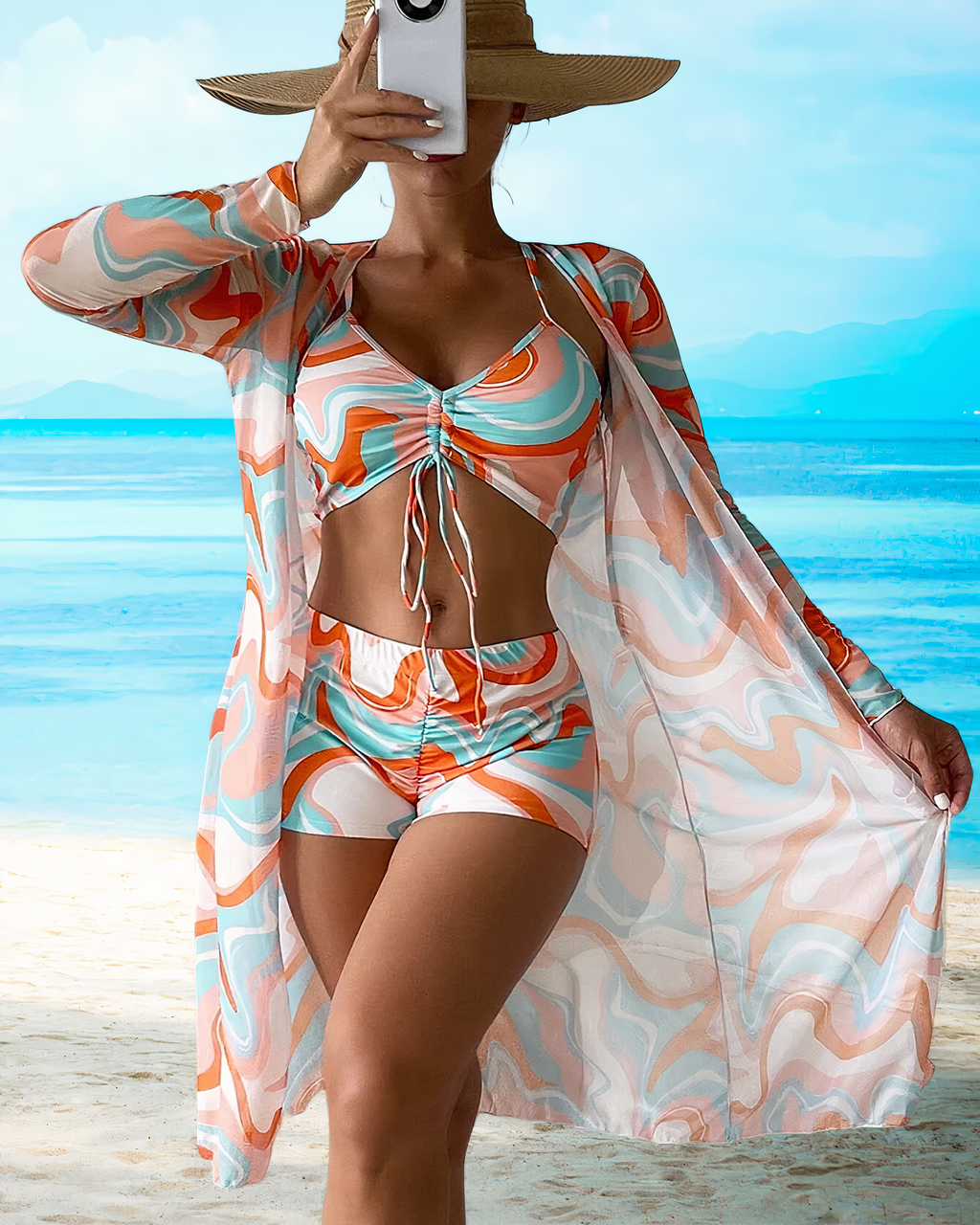 Ensemble Bikini Taille Haute avec Paréo Assorti pour Femmes | Idéal pour l’Été