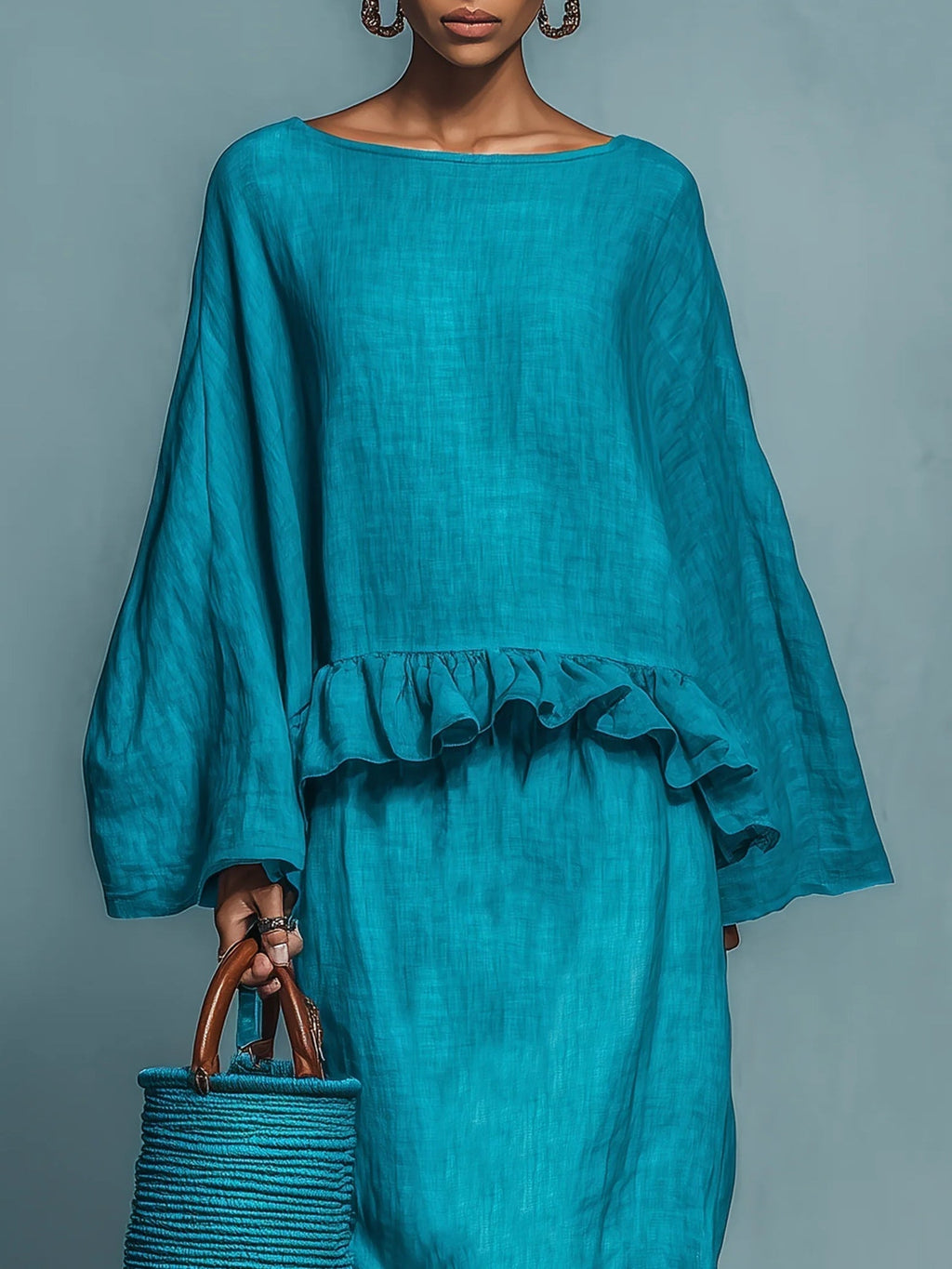 Sofia | Blouse Volante et Costume Jupe Droite