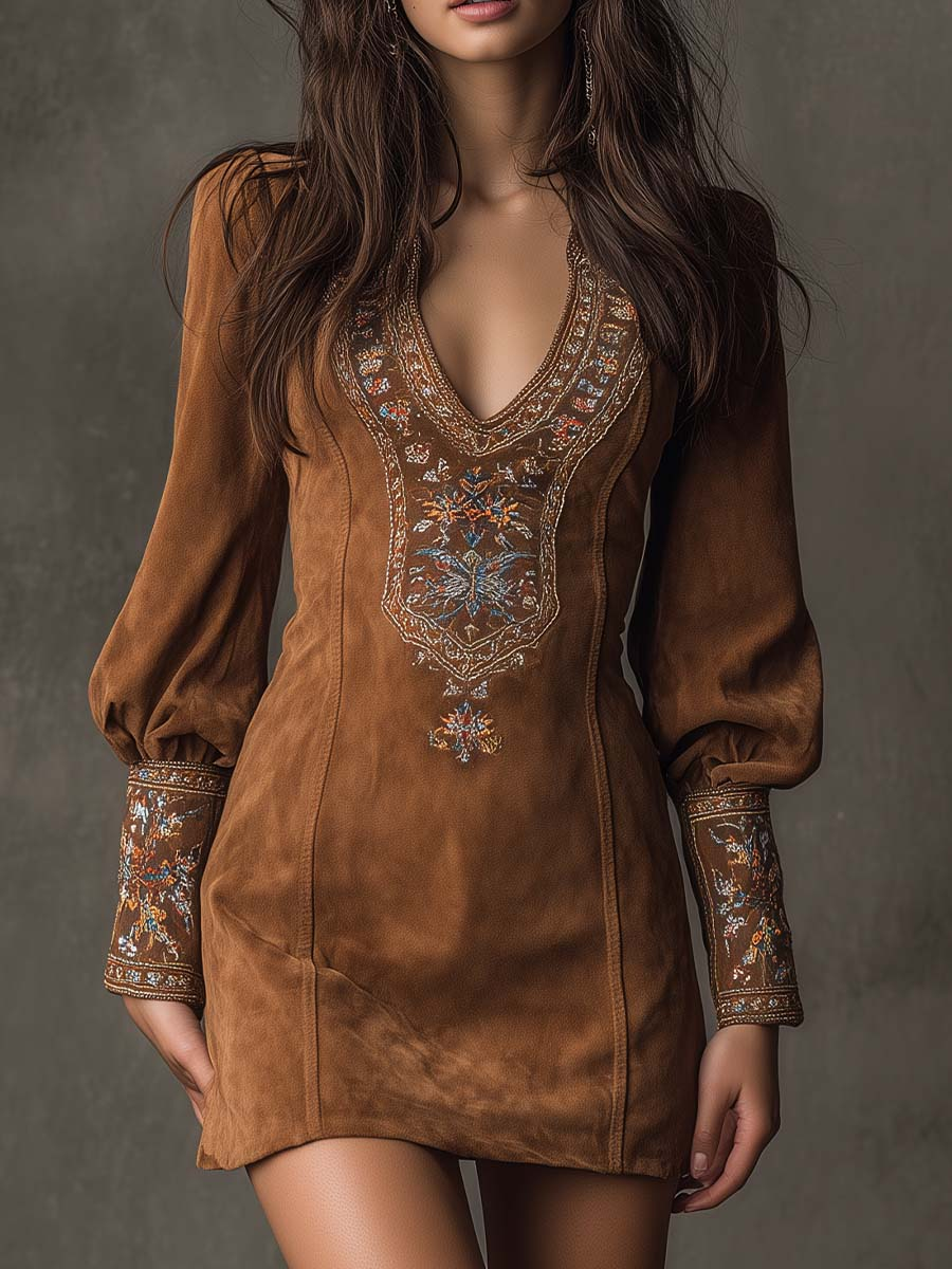 Lunori™ | Robe mini brodée Lila