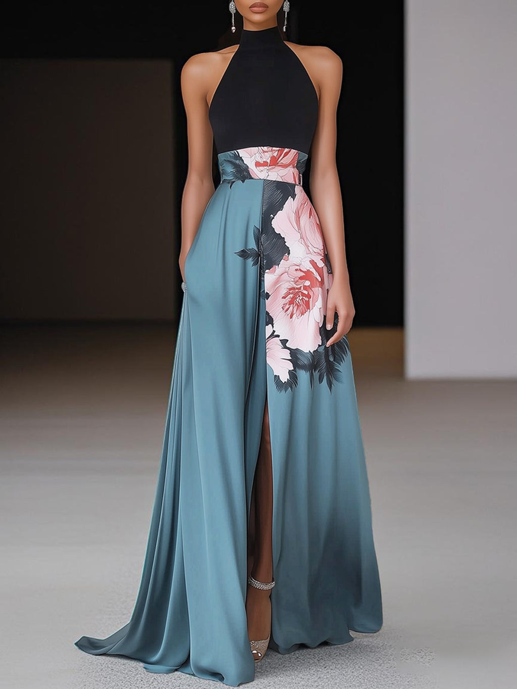 Martina | Robe Maxi Sans Manches à Fleurs pour Femmes avec Fente Latérale