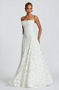 Robe Maxi Femme | Texture Florale 3D & A-Ligne Romantique