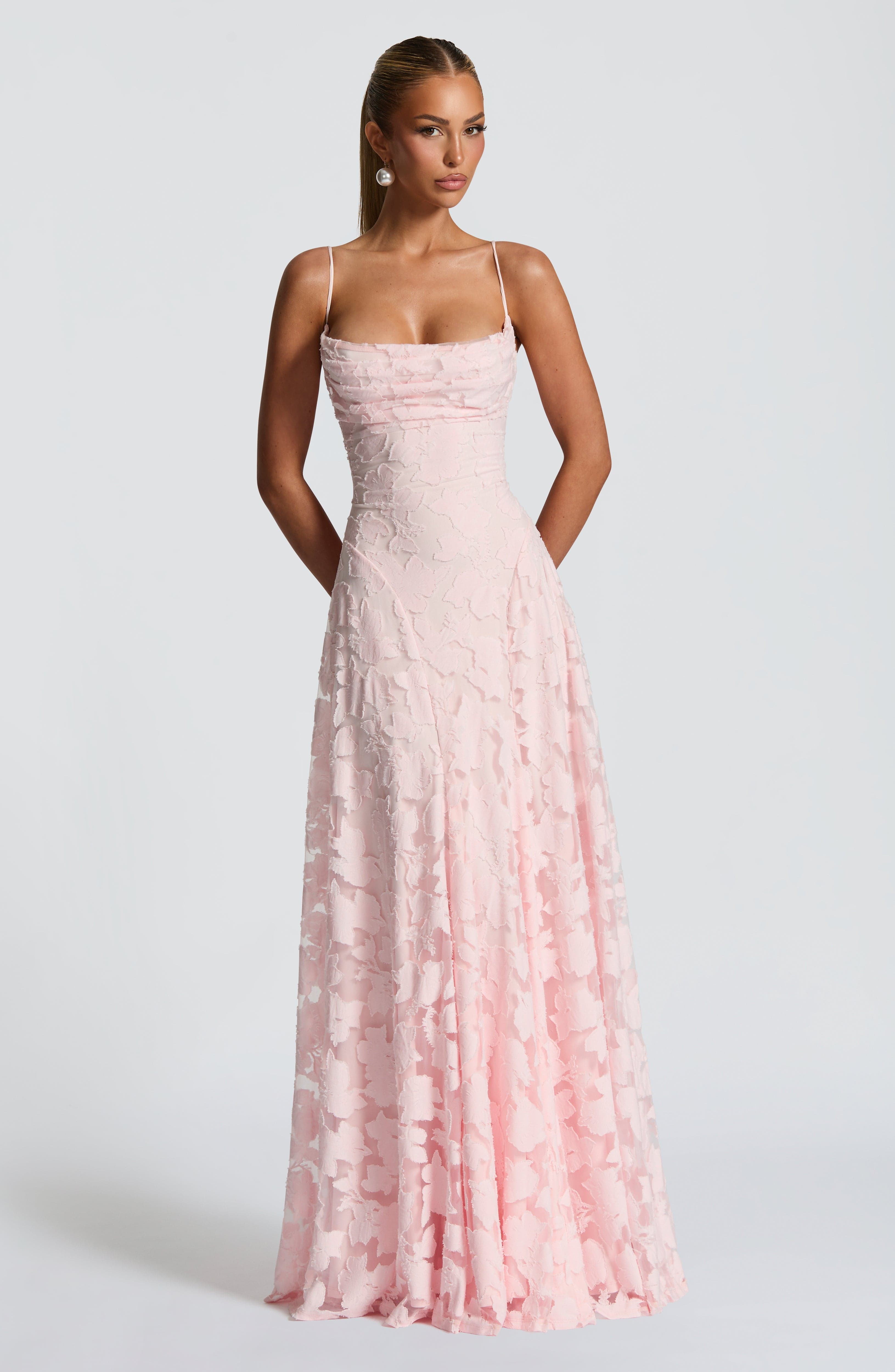 Robe Maxi Femme | Texture Florale 3D & Ligne A Romantique