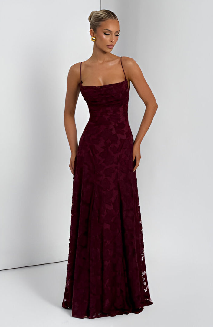 Robe Maxi Femme | Texture Florale 3D & Ligne A Romantique