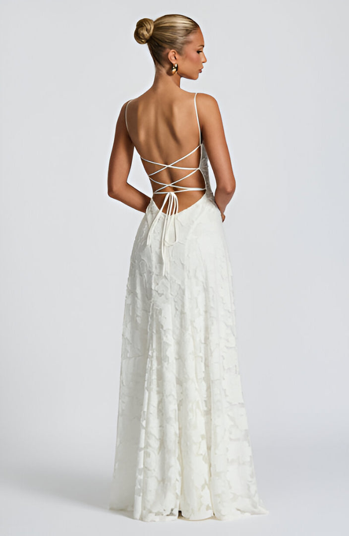 Robe Maxi Femme | Texture Florale 3D & Ligne A Romantique