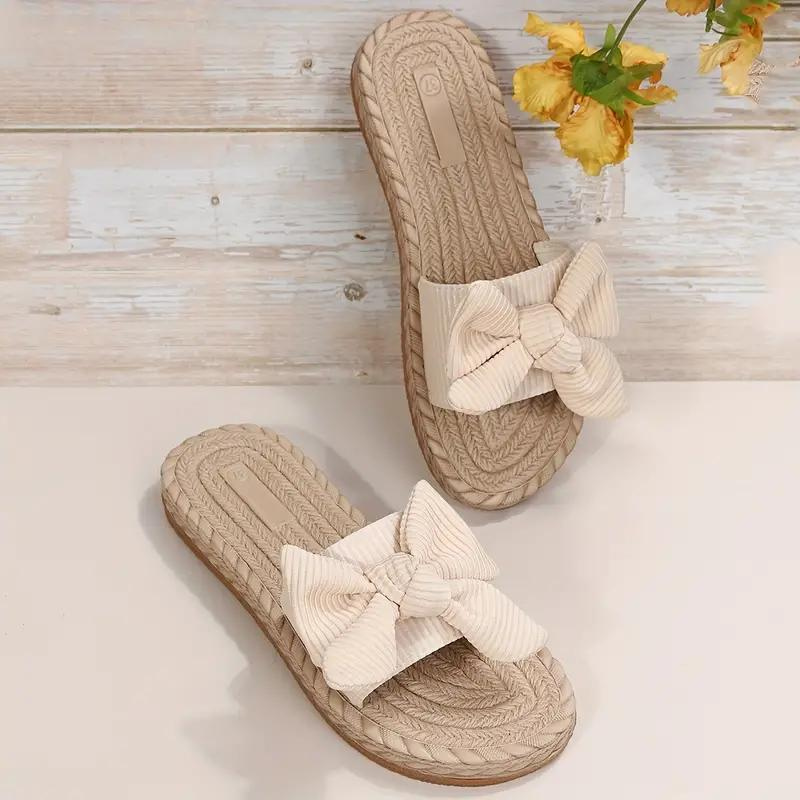 Sandales Plates Slip-On Avec Nœud Pour Femme | Idéal Pour Saison Estivale