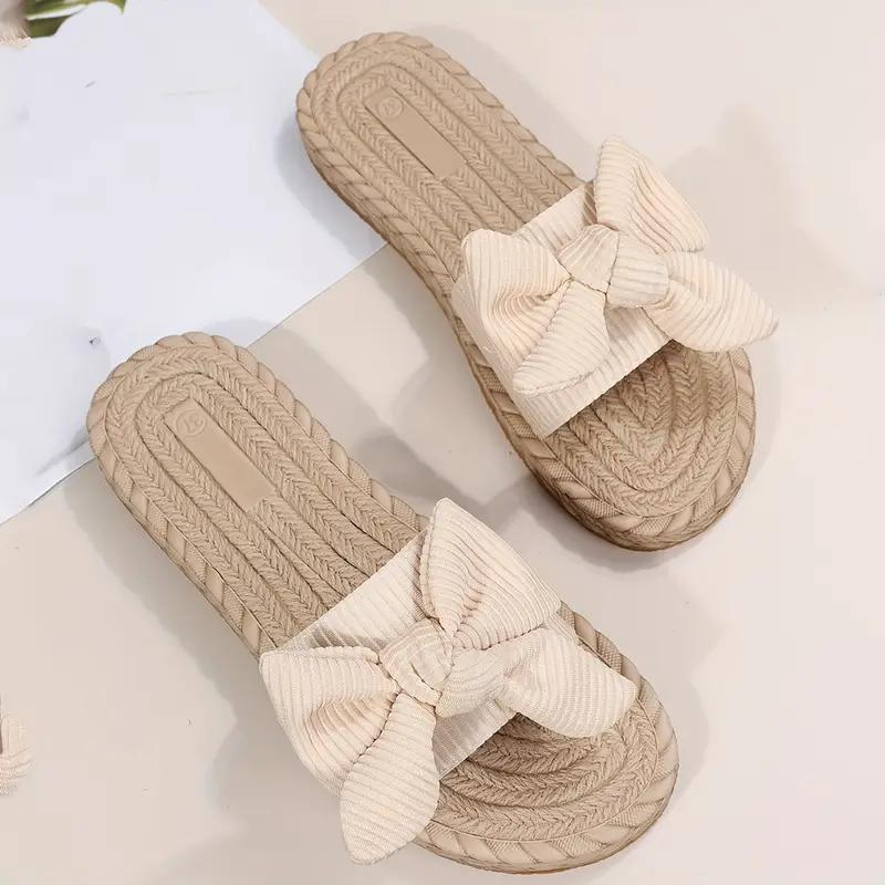 Sandales Plates Slip-On Avec Nœud Pour Femme | Idéal Pour Saison Estivale