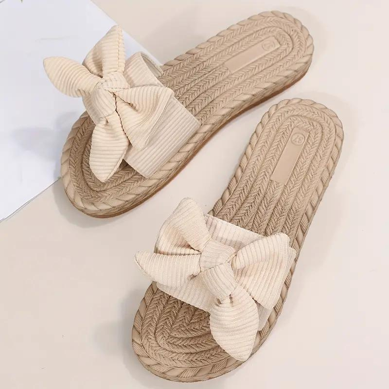 Sandales Plates Slip-On Avec Nœud Pour Femme | Idéal Pour Saison Estivale
