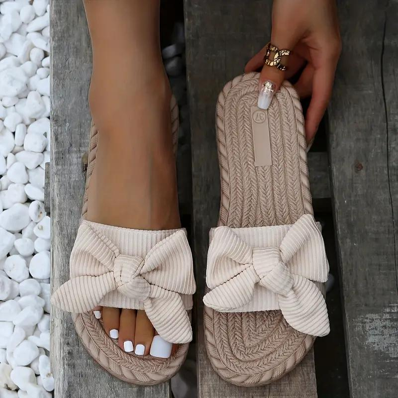 Sandales Plates Slip-On Avec Nœud Pour Femme | Idéal Pour Saison Estivale
