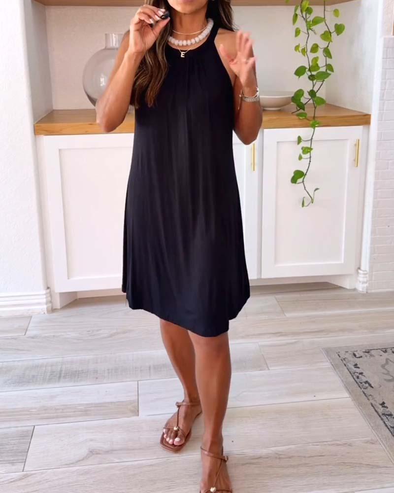 Robe Décontractée Bretelles Unie