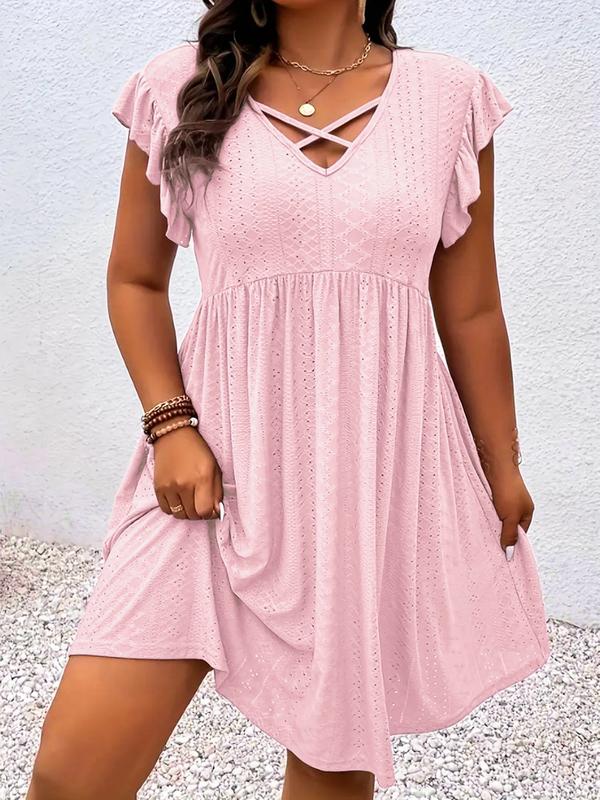 Dunizy | Robe unie avec décolleté en V croisé