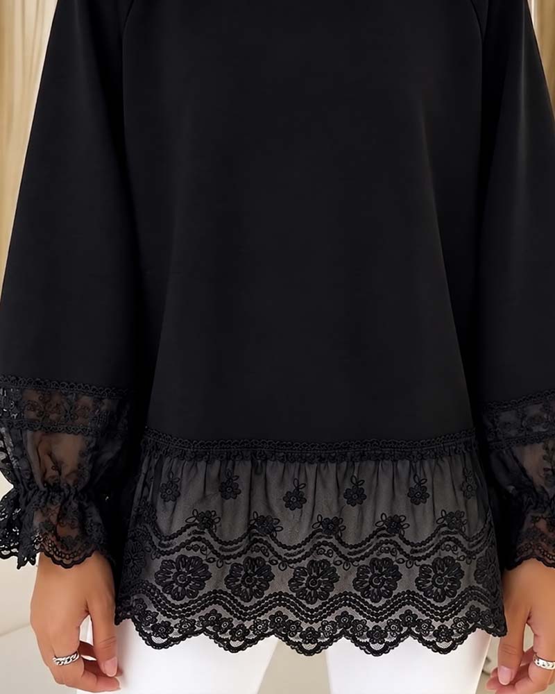 Blouse à manches longues en patchwork