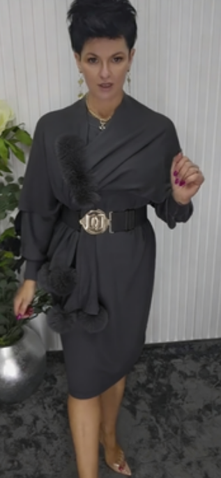 Elsabeth | Robe midi chic avec ceinture décorative