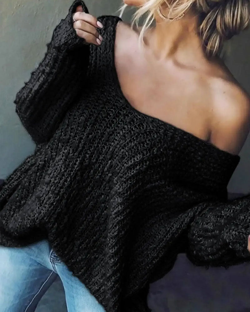 Pull en maille à épaule dénudée