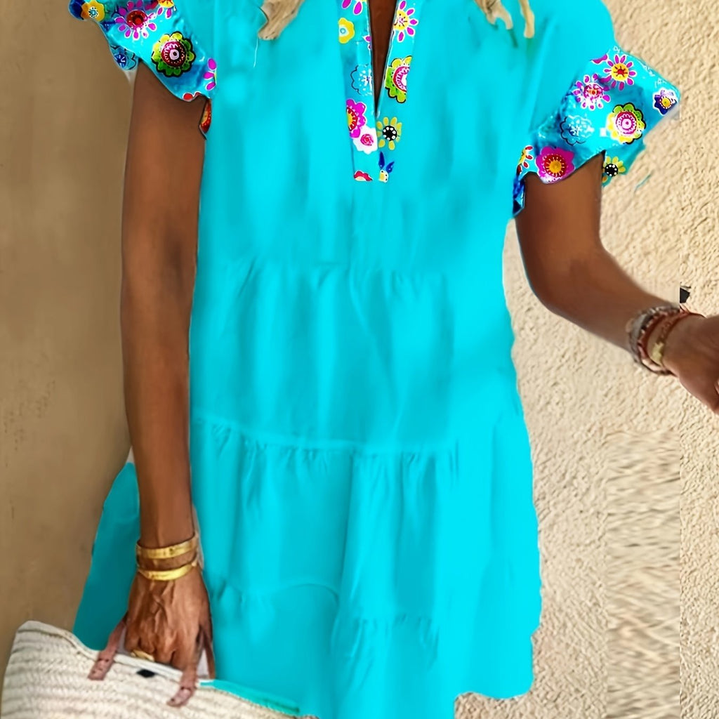 Danielle | Robe Mini à Manches Volantes Bohème pour Femmes
