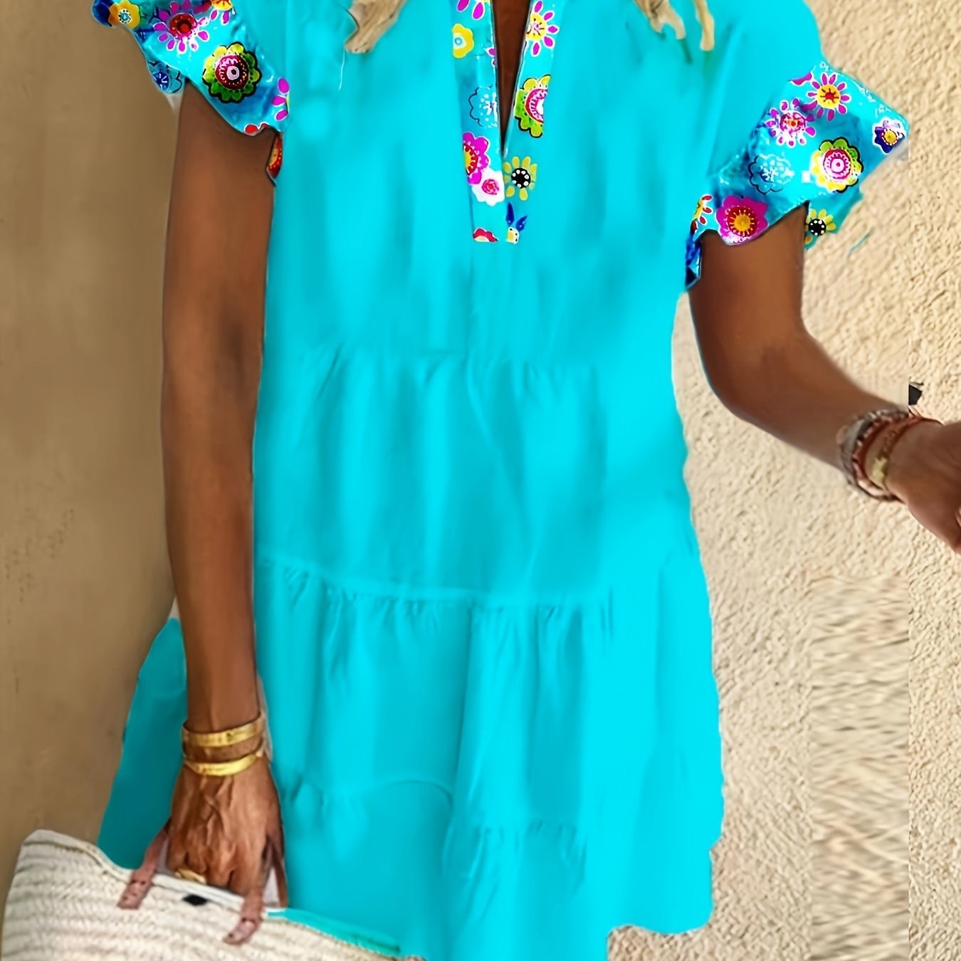 Danielle | Robe Mini à Manches Volantes Bohème pour Femmes