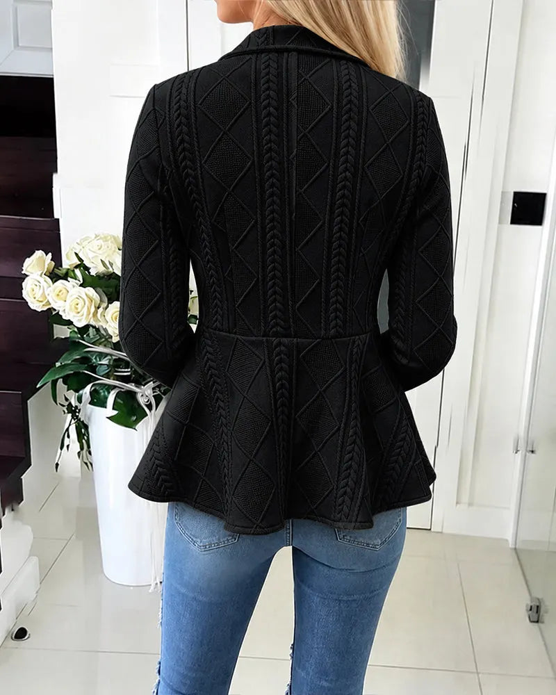 Cardigan femme texturé à col rabattu et boutons dorés