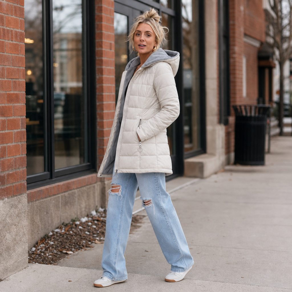 Laura | Veste matelassée pour femmes chaude et élégante avec capuche