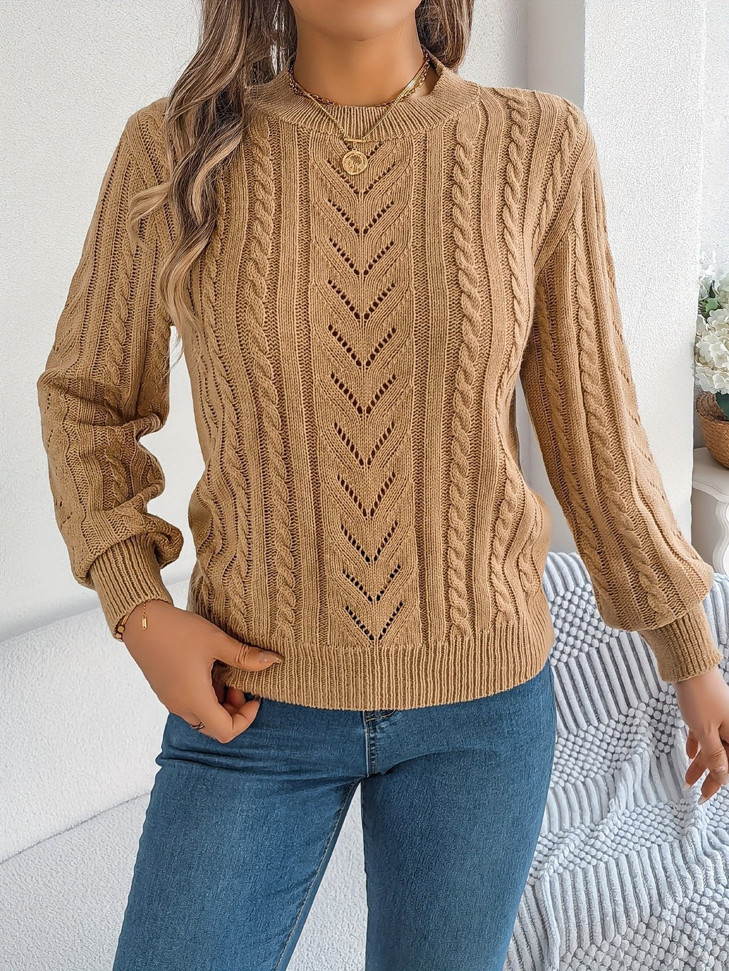 Laura | Pull en tricot à torsades classique et douillet avec col rond