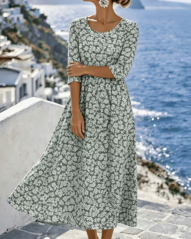 Robe Col Rond Décontractée A-Ligne