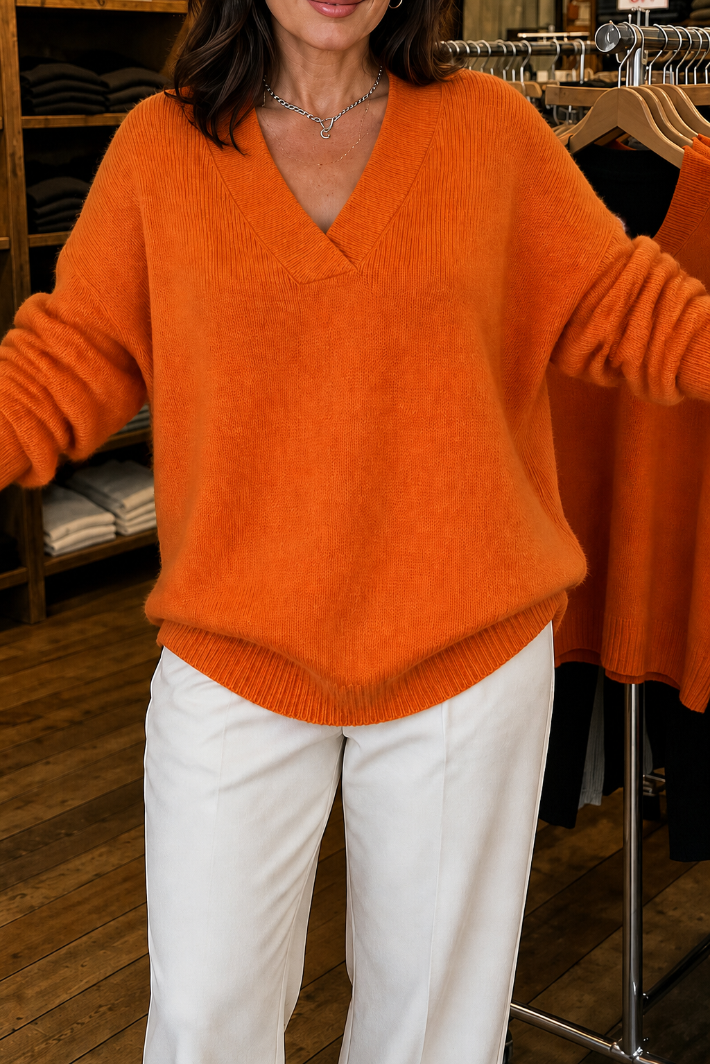 Elisa | Pull en maille côtelée moderne et léger avec décolleté en V