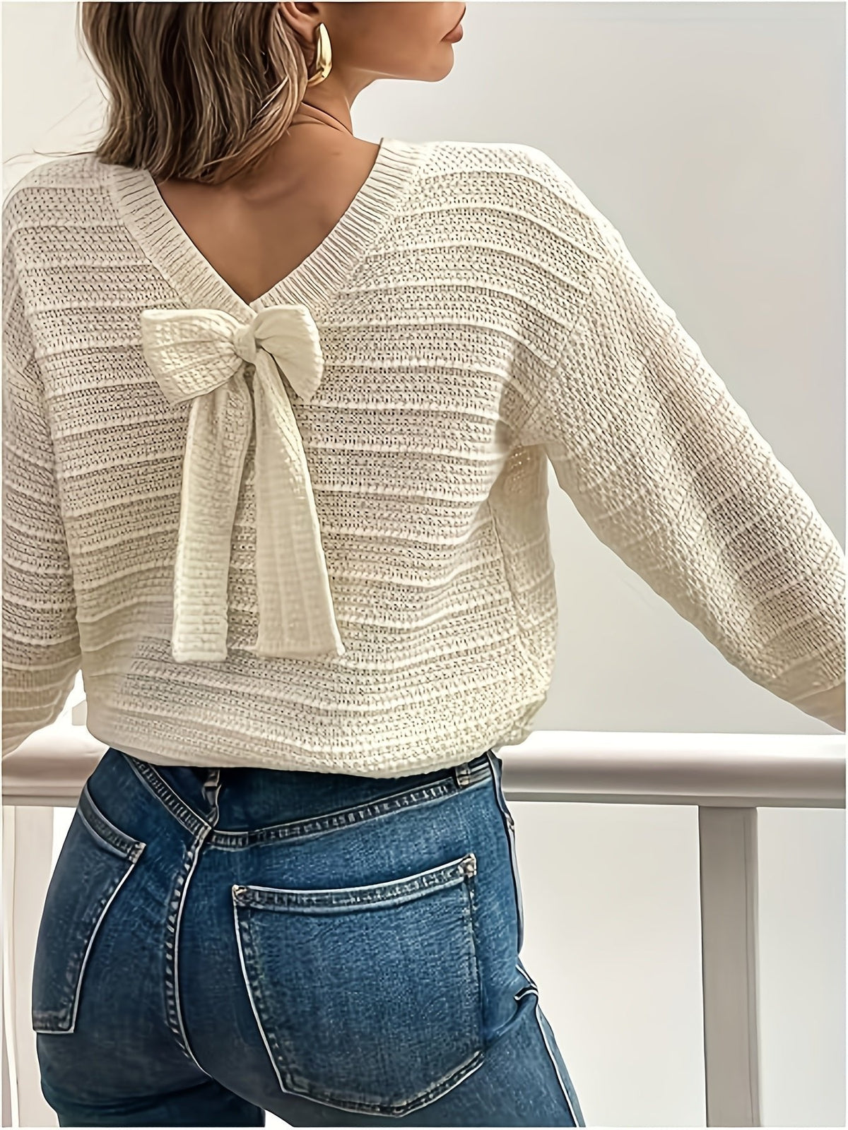 Kerstin | Pull en tricot féminin et confortable avec détail en nœud