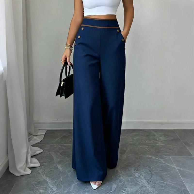 Gesine | Pantalon Marlene taille haute avec passepoils contrastés