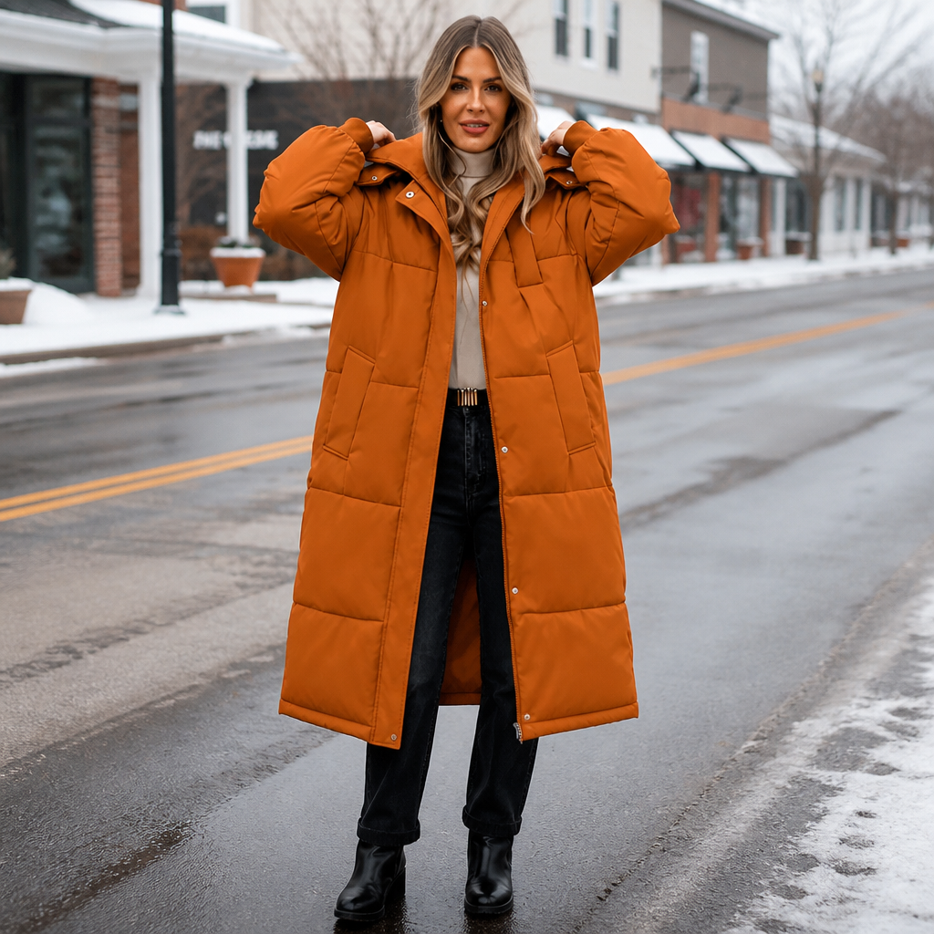 Elise | Manteau d'hiver long et élégant pour femmes avec capuche