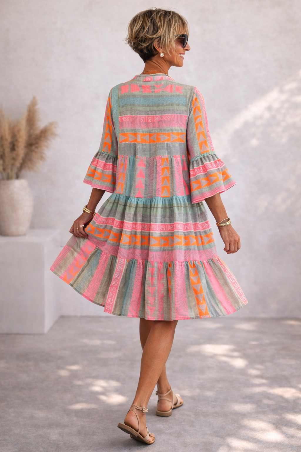 Elena | Robe midi fluide à motifs