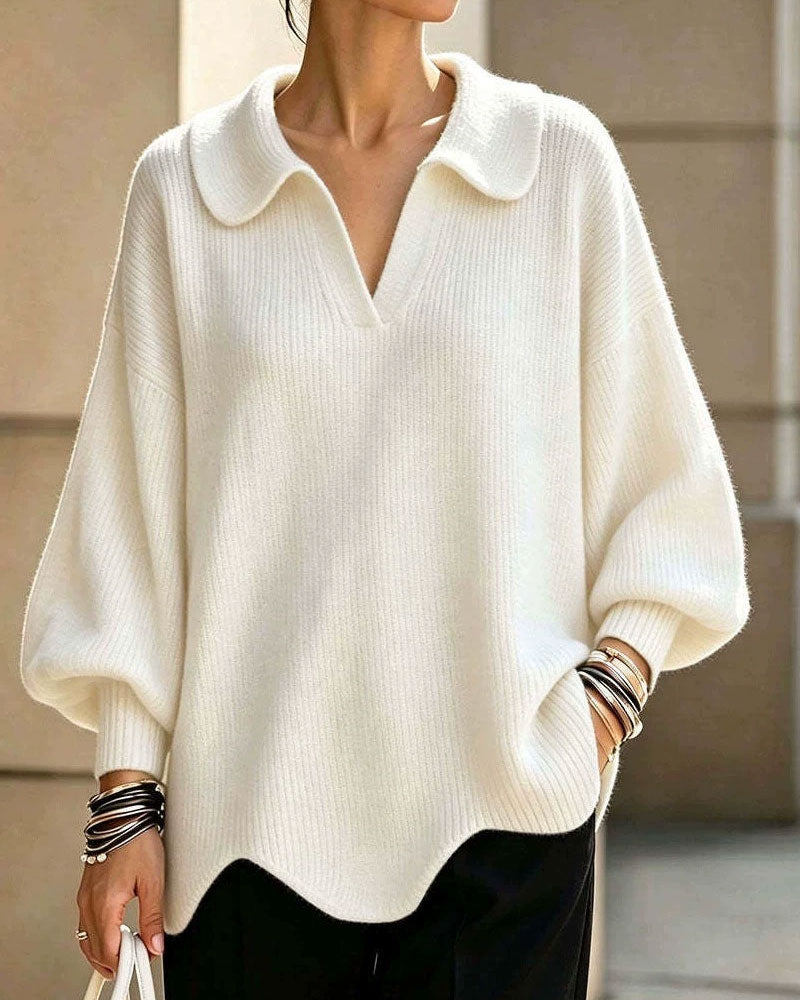 Pull à col en couleur unie