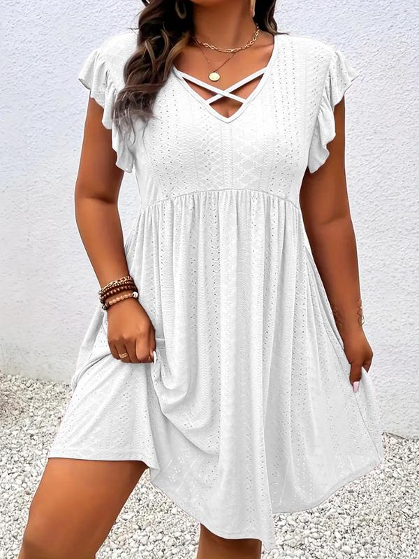 Dunizy | Robe unie avec décolleté en V croisé
