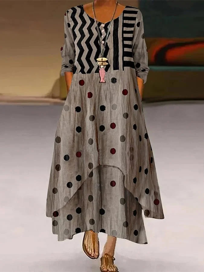 MW | Robe maxi à pois et motif géométrique