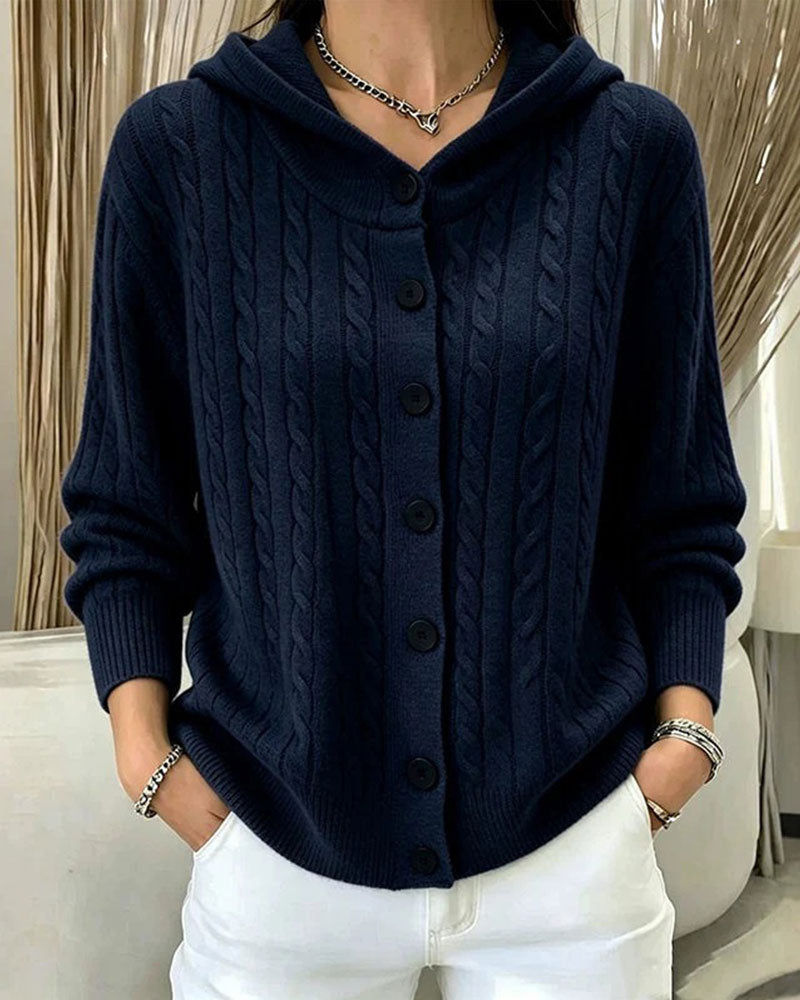 Cardigan Tricot Ouvert à Capuche