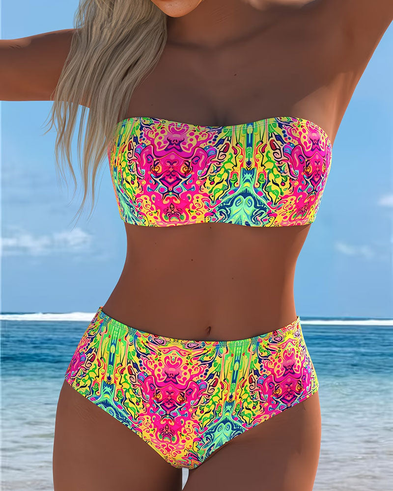 Bylessa | Bikini sans bretelles avec imprimé coloré