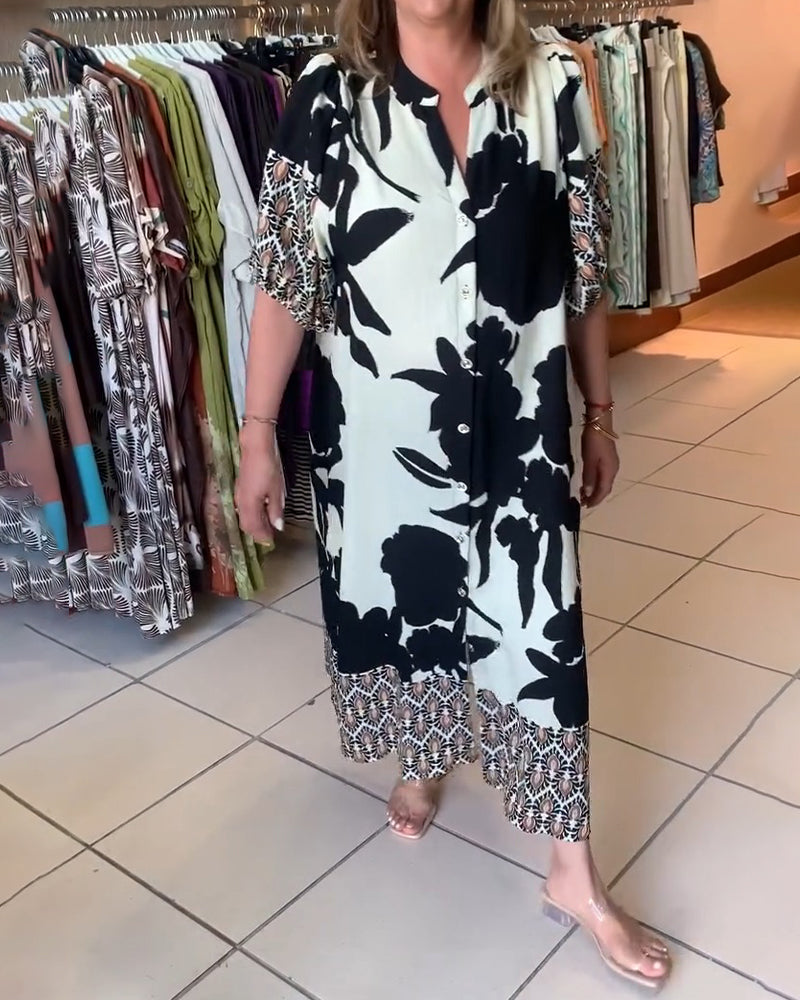 Robe Col V Bloc De Couleur Décontractée