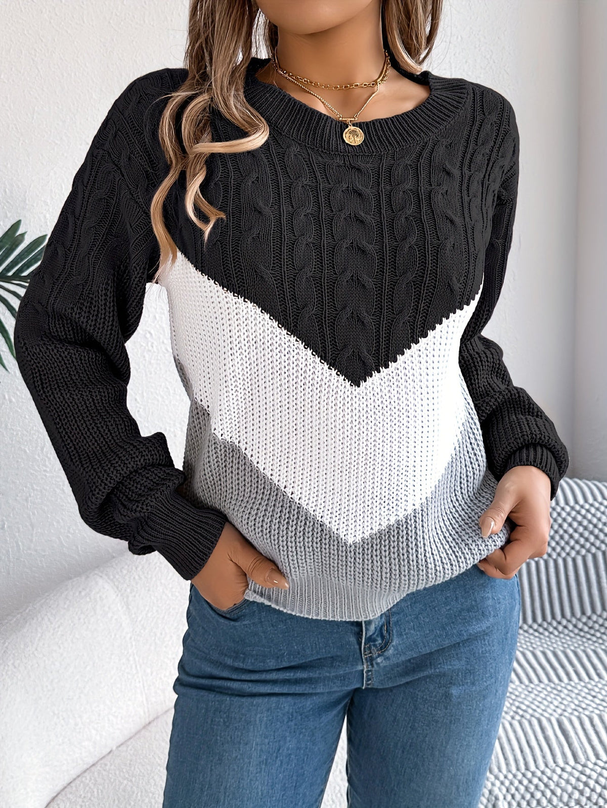 Noreen | Pull en Maille Bicolore