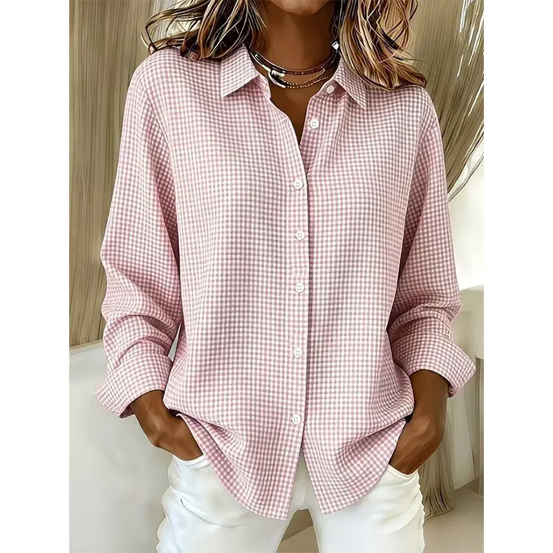 Jucele | Chemisier à carreaux rétro avec boutonnière continue