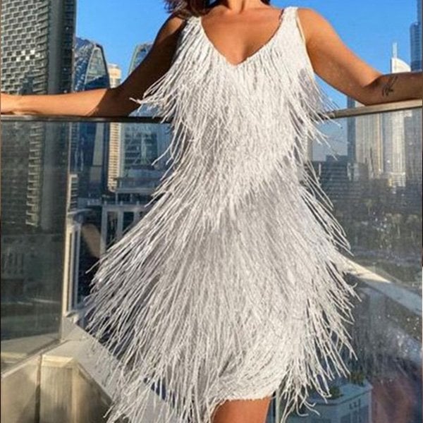 Robe de fête à franges chic et séduisante
