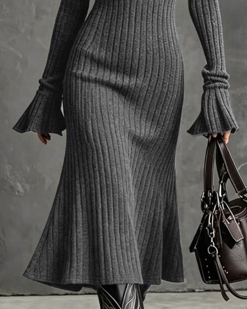 Robe Pull à Col Zippé et Queue de Poisson