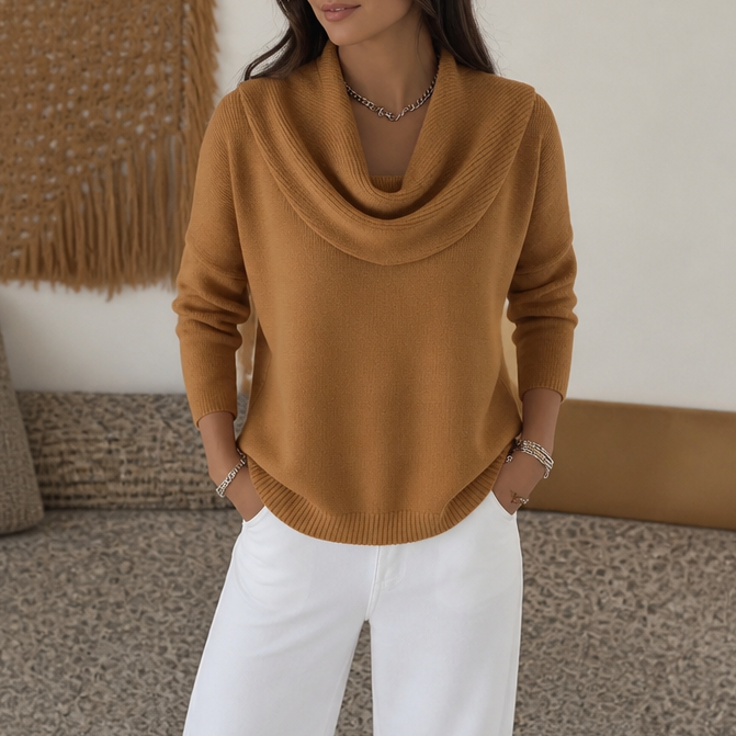 Isabelle | Pull en Tricot Élégant et Féminin avec Décolleté Drapé