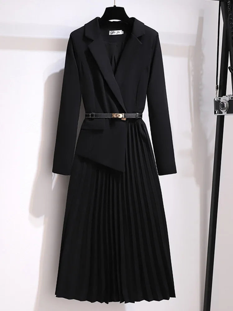 Adrienne | Robe Midi Plissée Ceinturée pour Femmes